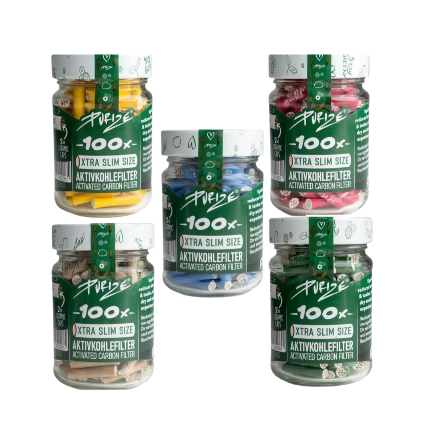 PURIZE – Bocal de 100 cônes Extra Slim (filtre charbon actif)
