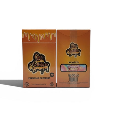 Pack 5 pré-roulés CBD Strawberry Banana — vue packaging Gaz Selection