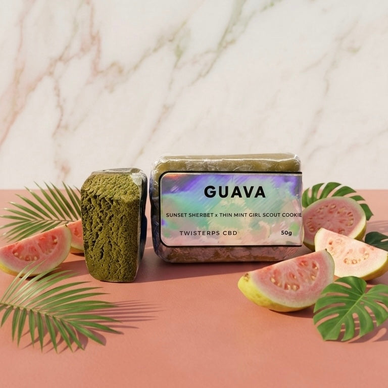 Résine CBD Guava 58% — profil tropical goyave et mangue | Gaz Selection CBD