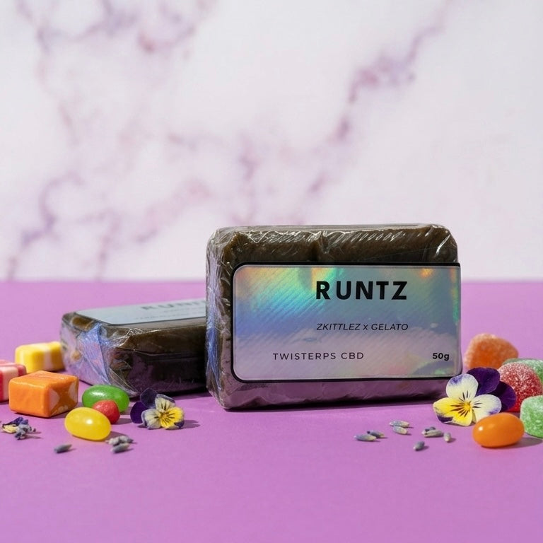 Résine CBD Runtz 50% — profil tropical sucré et agrumé | Gaz Selection CBD