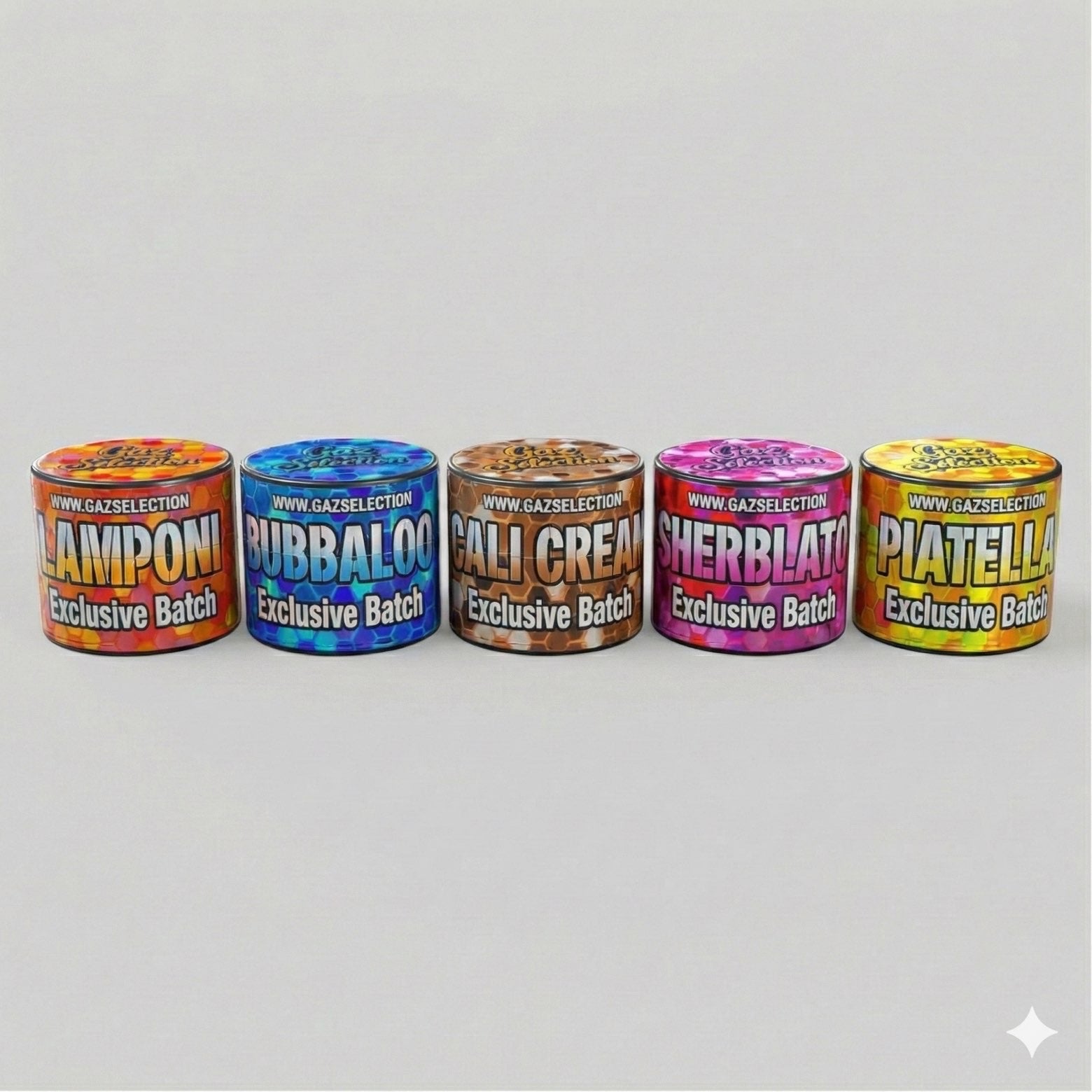 Pack résine CBD premium 6 jars 2g — vue détail assortiment | Gaz Selection CBD