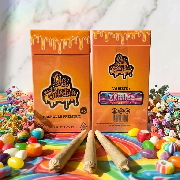 Pack 5 pré-roulés CBD Zkittlez — fleur indoor fruité et sucré | Gaz Selection CBD