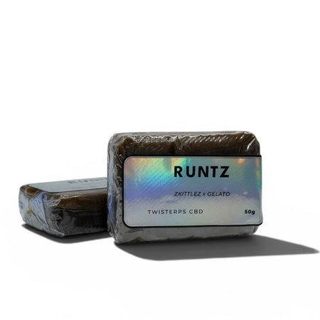 Résine CBD Runtz — texture fondante profil tropical sucré et agrumé