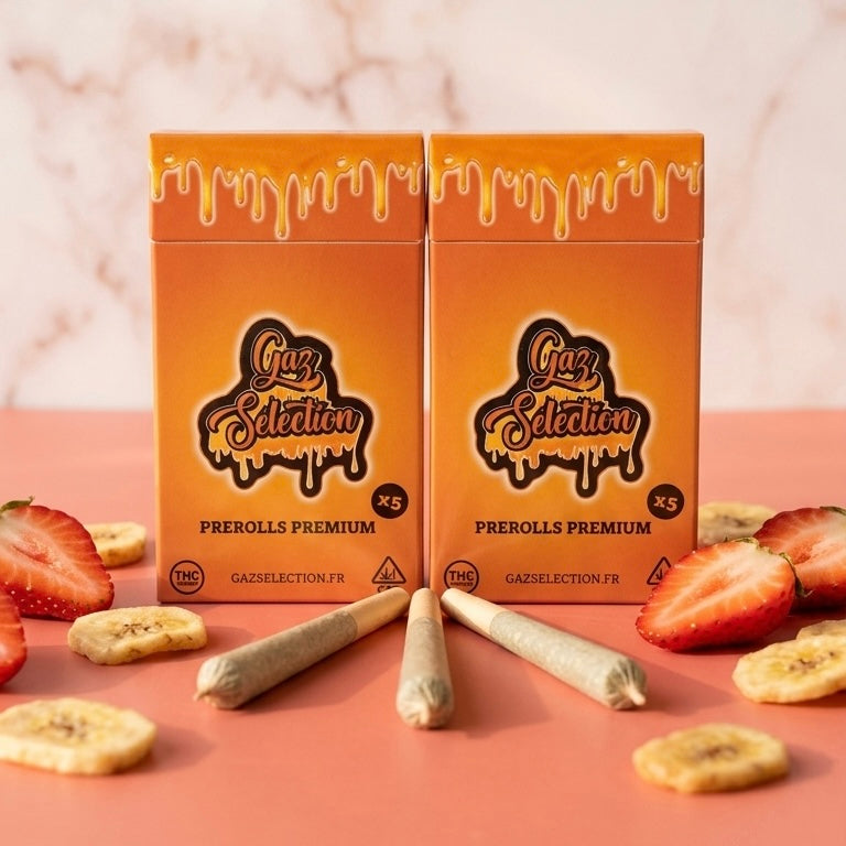 Pack 5 pré-roulés CBD Strawberry Banana — profil fruité gourmand | Gaz Selection CBD