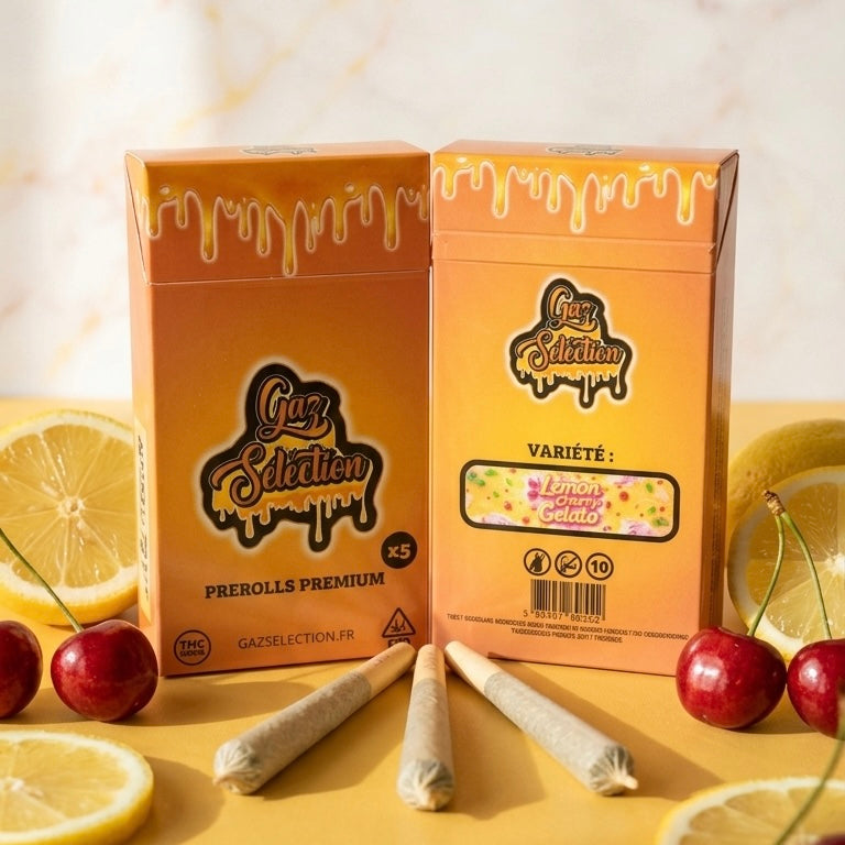 Pack 5 pré-roulés CBD Lemon Cherry Gelato — citron cerise crème | Gaz Selection CBD